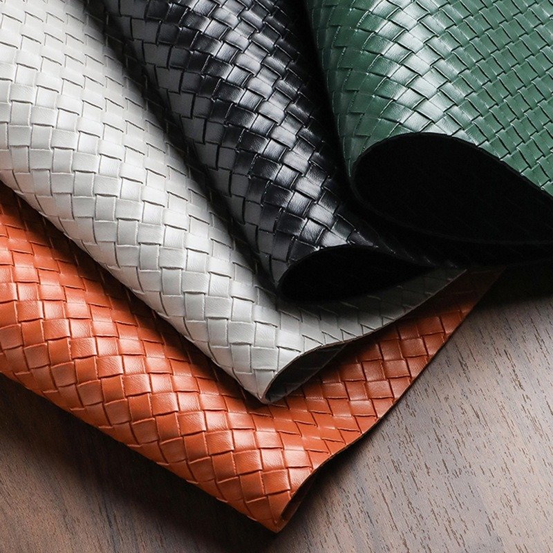 Custom Black Woven Rectangular Leather Placemat detail