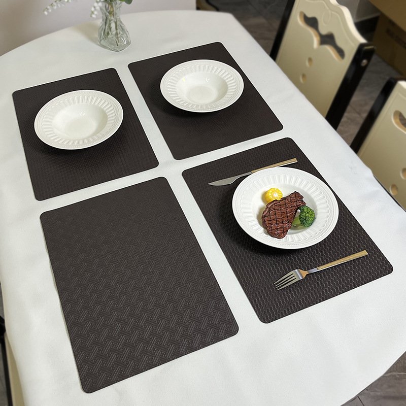 Custom Square Woven Leather Placemat Set