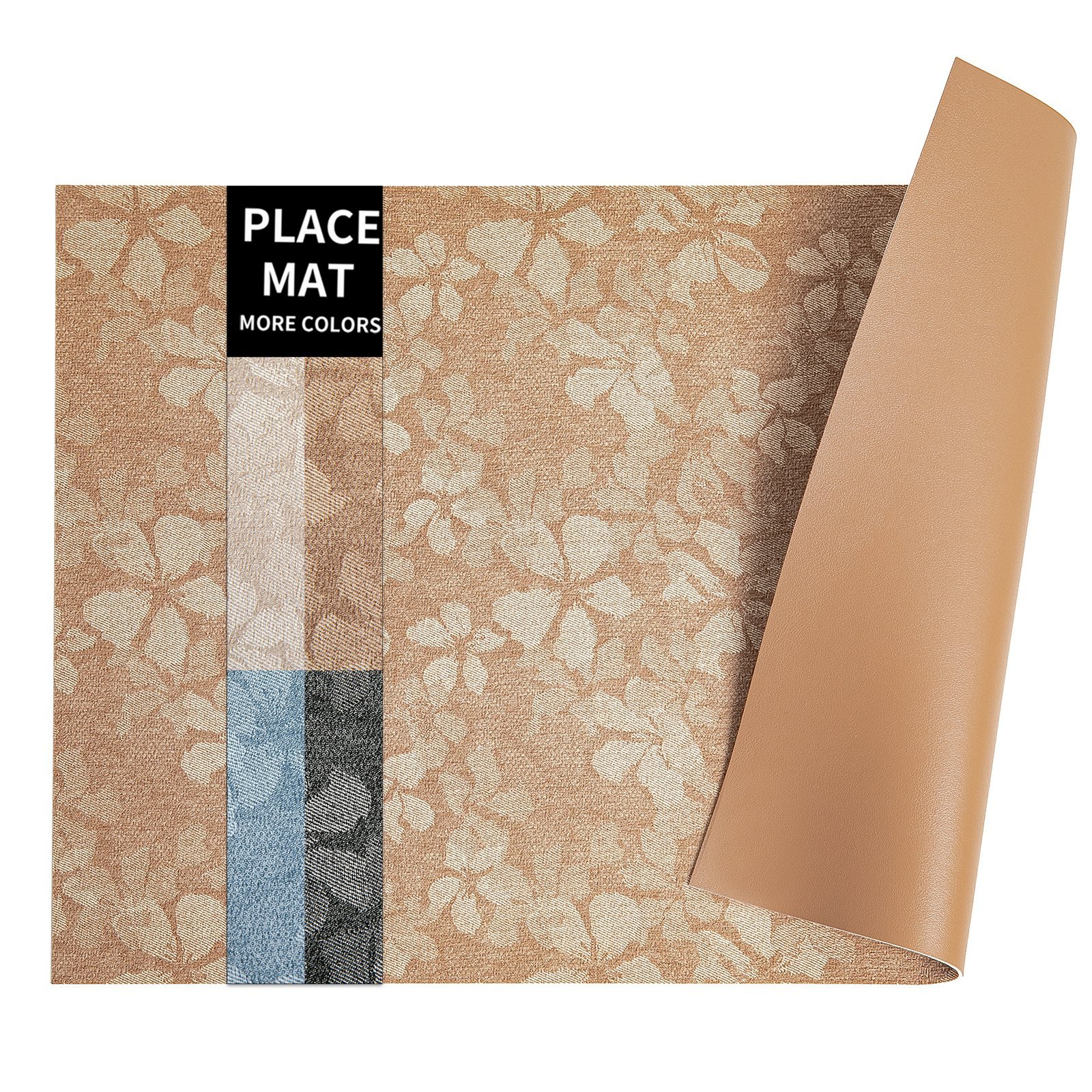 Custom Embossed Floral Rectangular Leather Placemat Collection