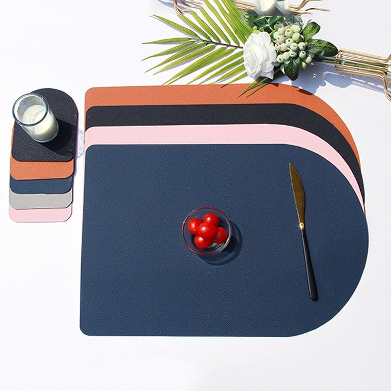 Custom Irregular Two-Tone Leather Placemat detail