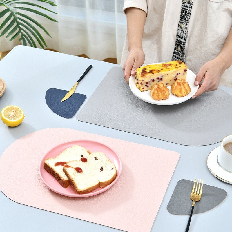 Custom Irregular Two-Tone Leather Placemat detail