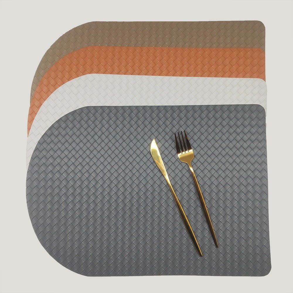 Custom Half-Round Woven Leather Placemat detail