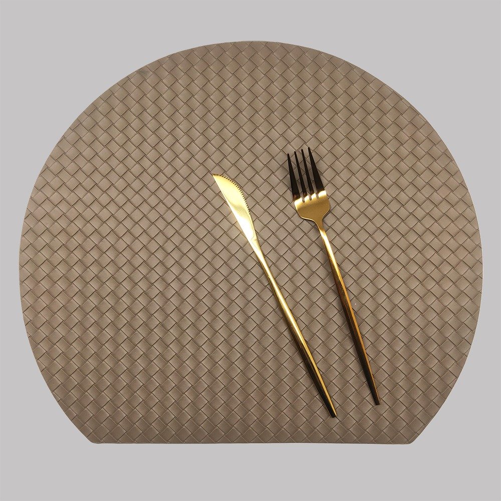 Custom Half-Round Woven Leather Placemat detail