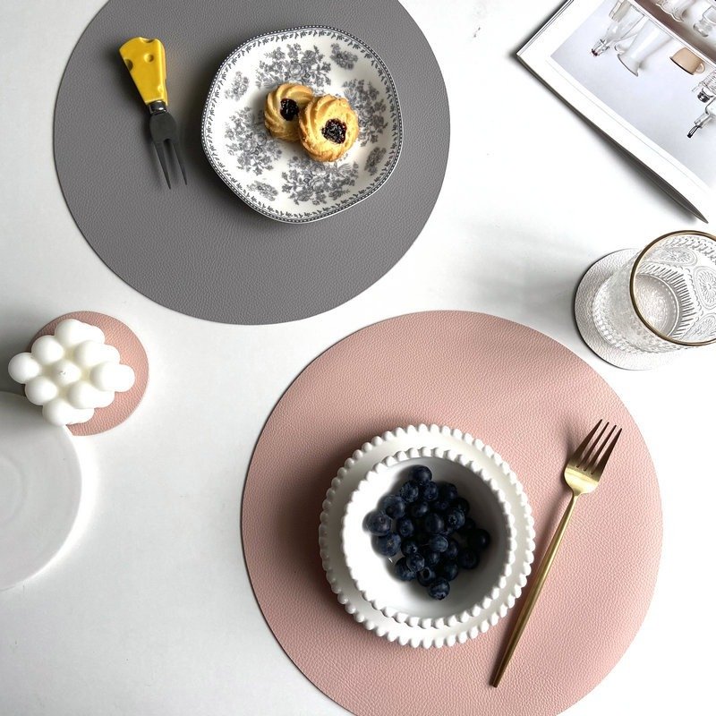 Custom Solid Round Leather Placemat
