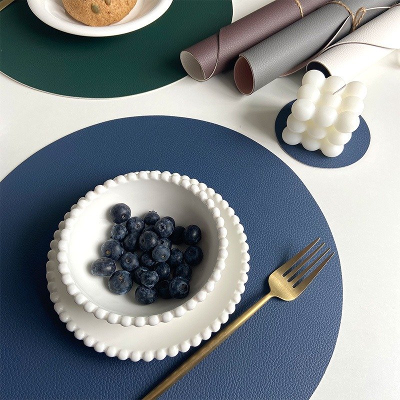 Custom Solid Round Leather Placemat detail