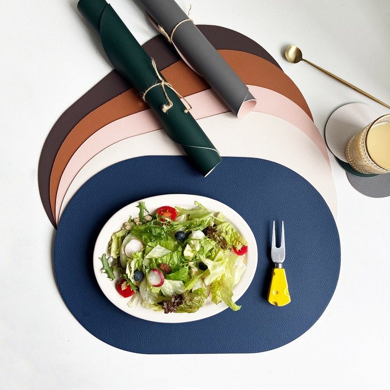 Custom Solid Oval Leather Placemat