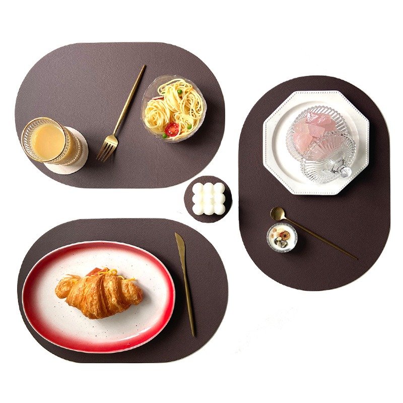 Custom Solid Oval Leather Placemat detail
