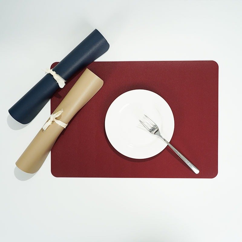 Custom Solid Rectangular Leather Placemat detail