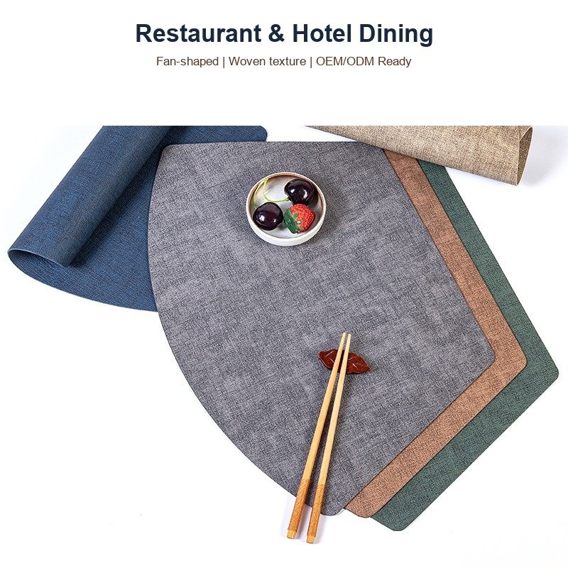 Custom Fan-Shaped Woven Leather Placemat detail