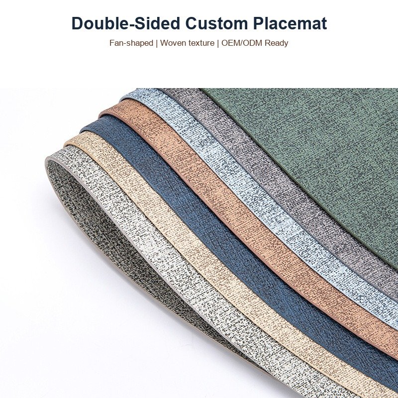 Custom Fan-Shaped Woven Leather Placemat detail