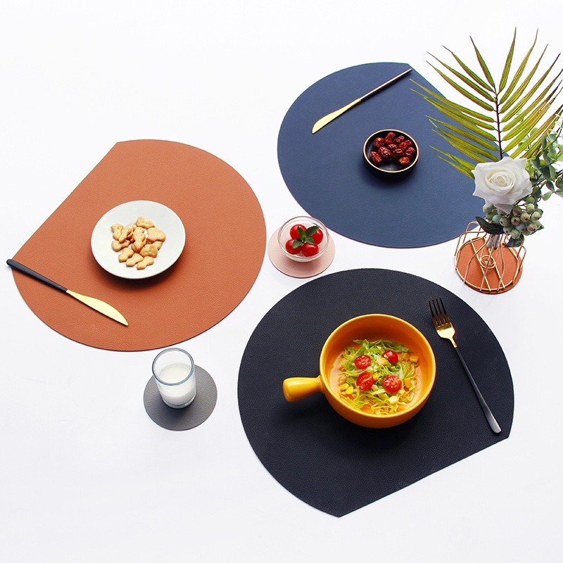 Custom Two-Tone Fan-Shaped Leather Placemat