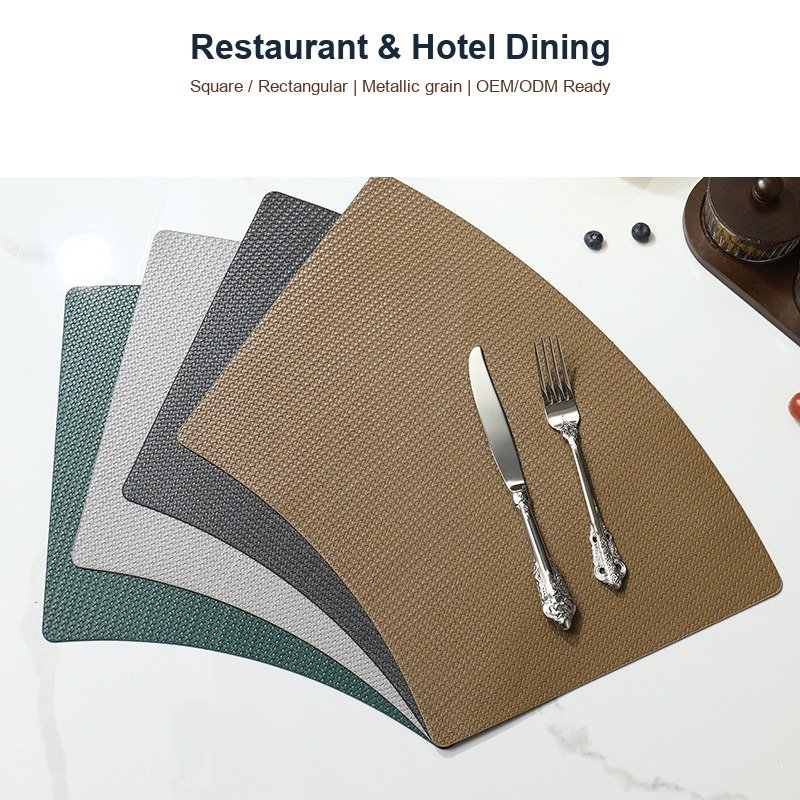 Custom Metallic Rectangular Leather Placemat detail