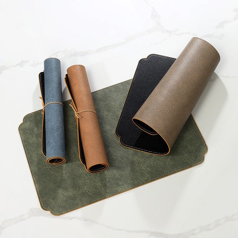 Custom Weathered Rectangular Leather Placemat