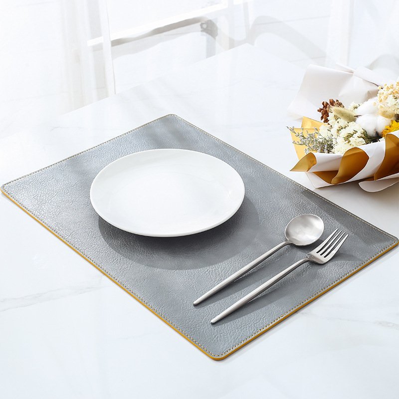 Custom Striped Rectangular Leather Placemat