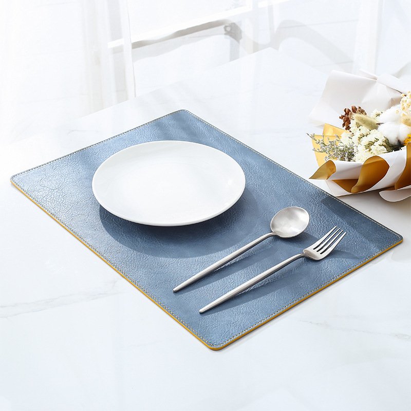 Custom Striped Rectangular Leather Placemat detail