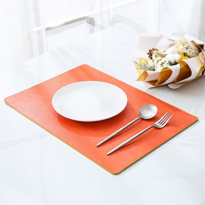 Custom Striped Rectangular Leather Placemat detail