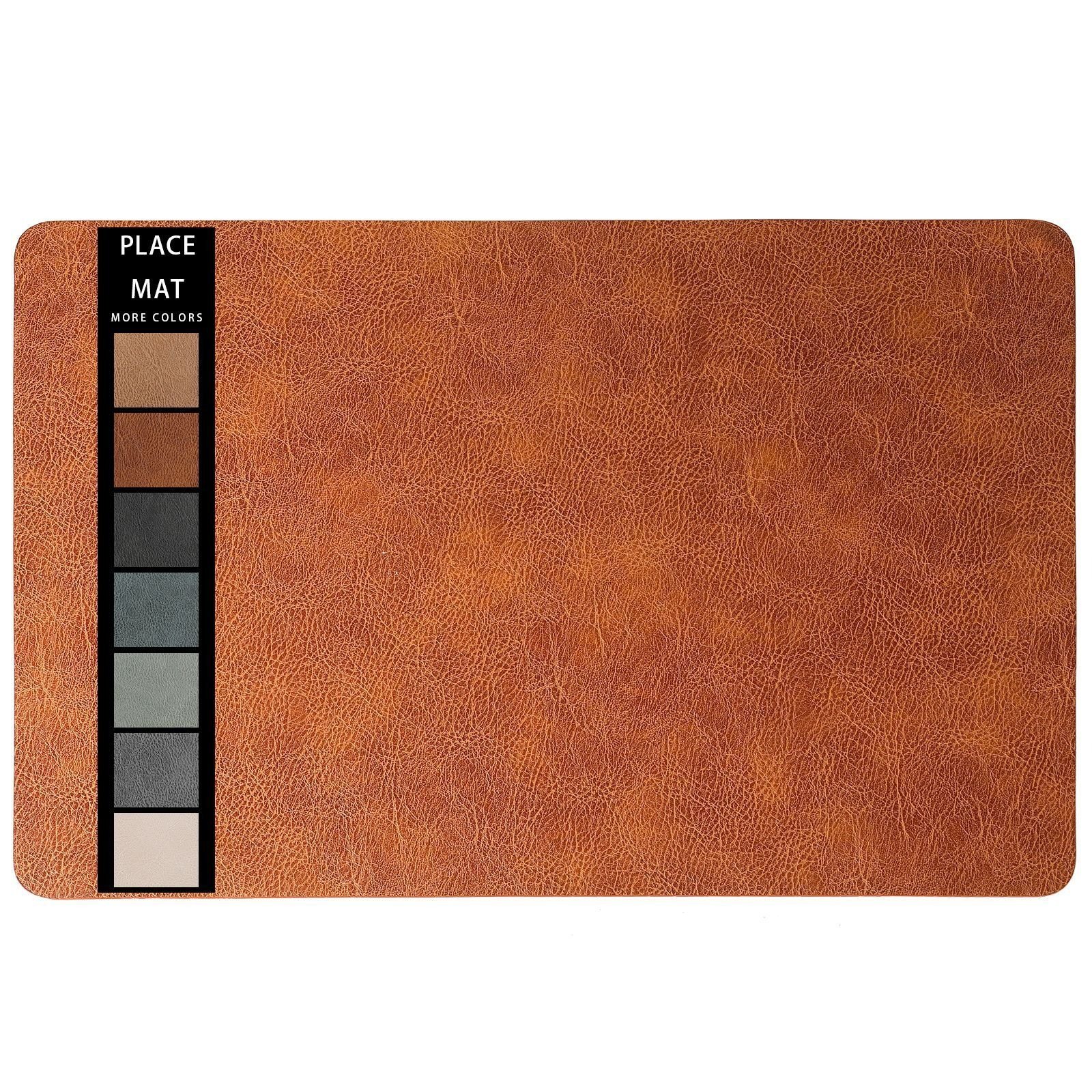 Custom Dark Rectangular Leather Placemat