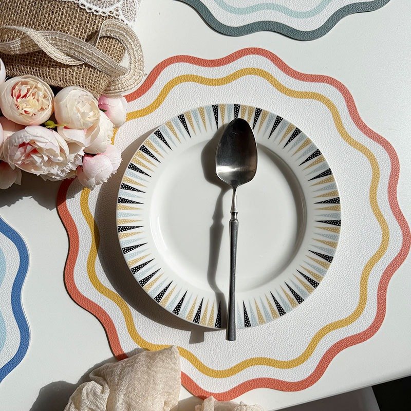 Custom Scalloped Irregular Leather Placemat detail