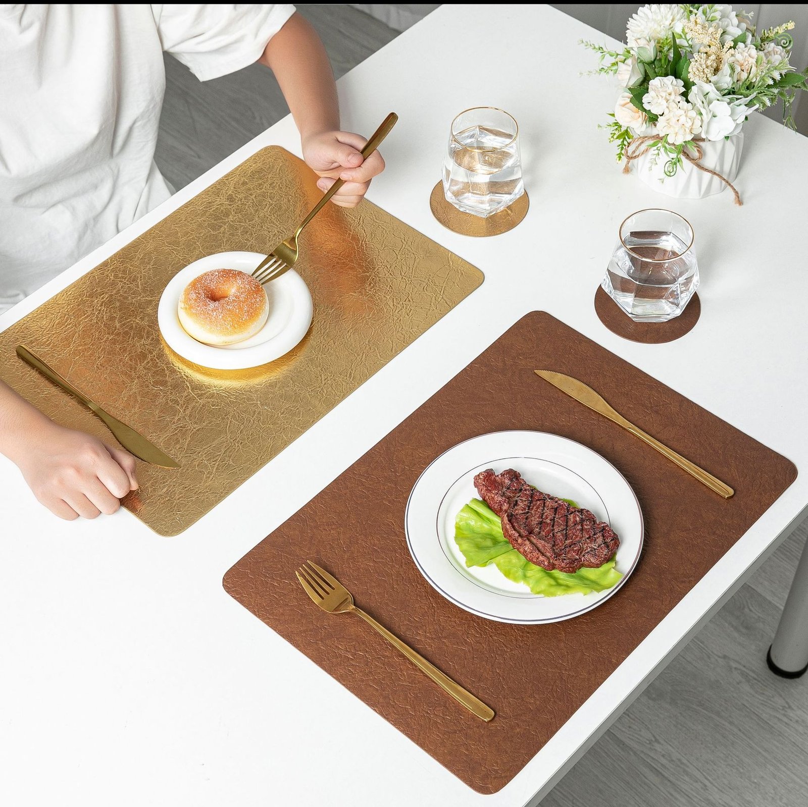 Custom Gray Rectangular Placemat Set detail