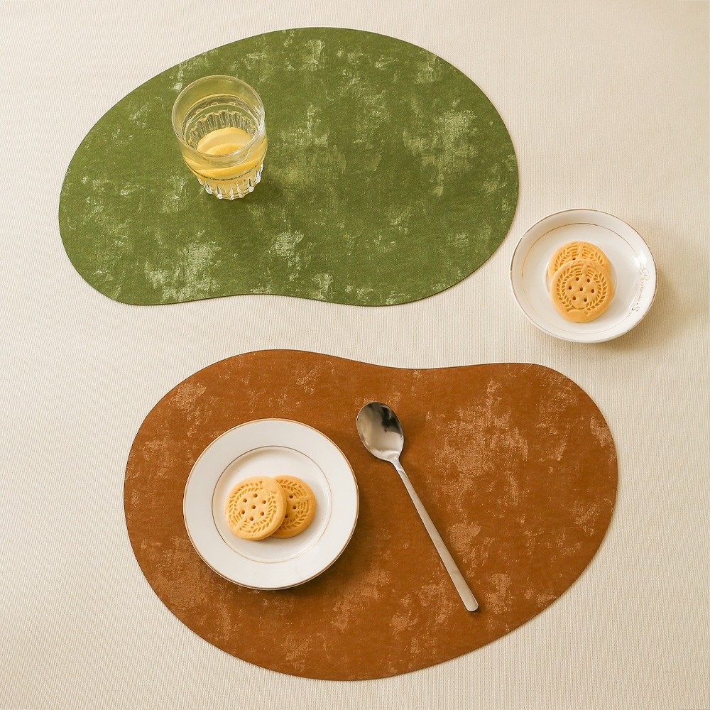 Custom Teardrop Leather Breakfast Placemat