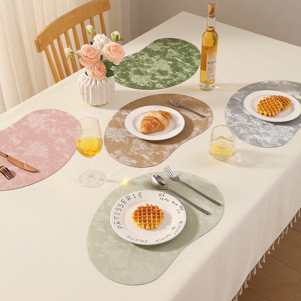 Custom Teardrop Leather Breakfast Placemat detail