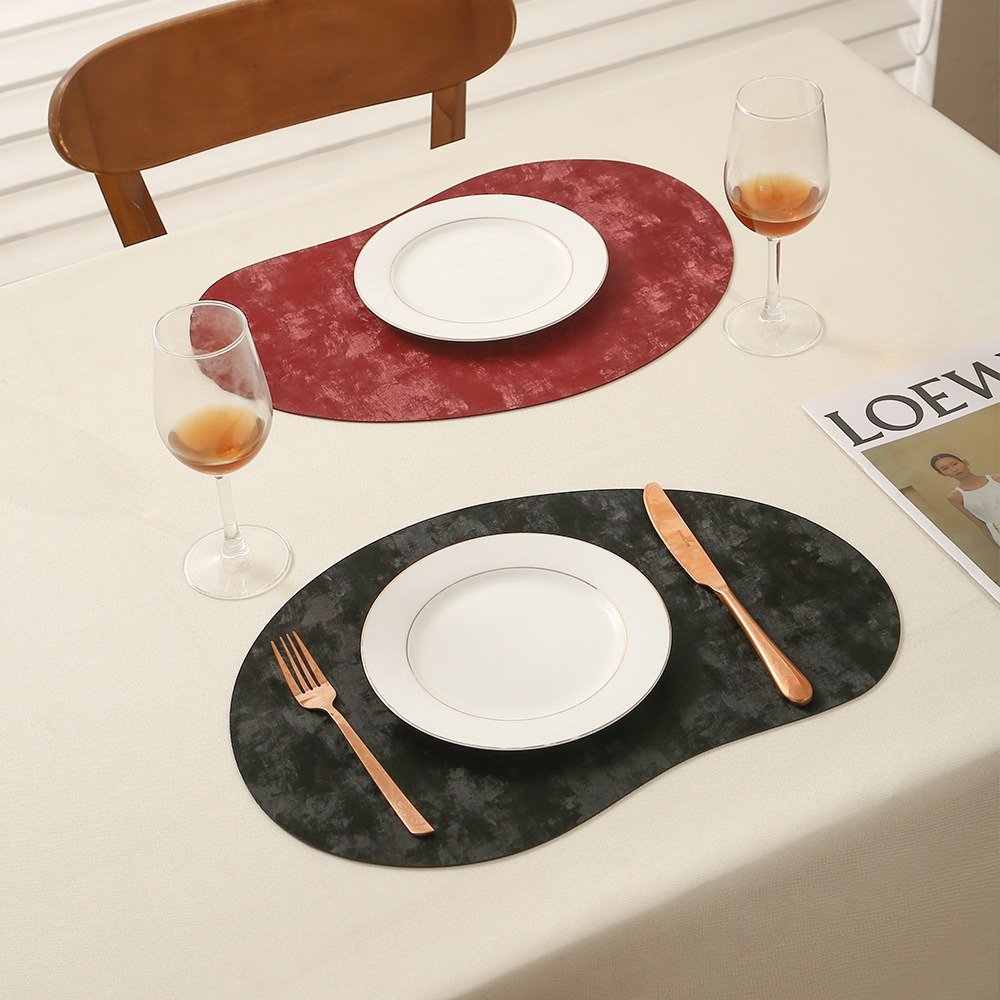 Custom Teardrop Leather Breakfast Placemat detail