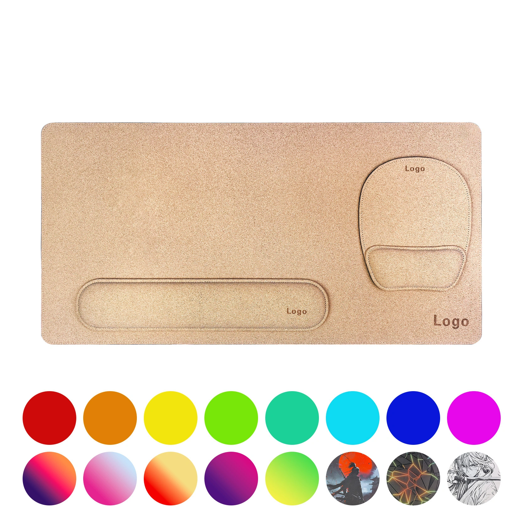3-in-1 Cork Desk Pad Set with Ergonomic Supports