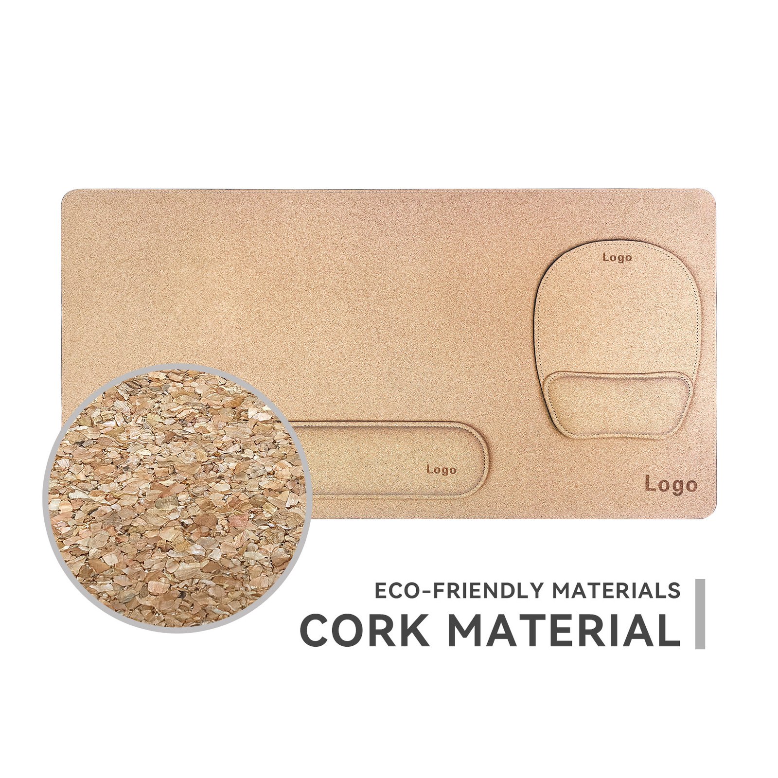 3-in-1 Cork Desk Pad Set with Ergonomic Supports detail
