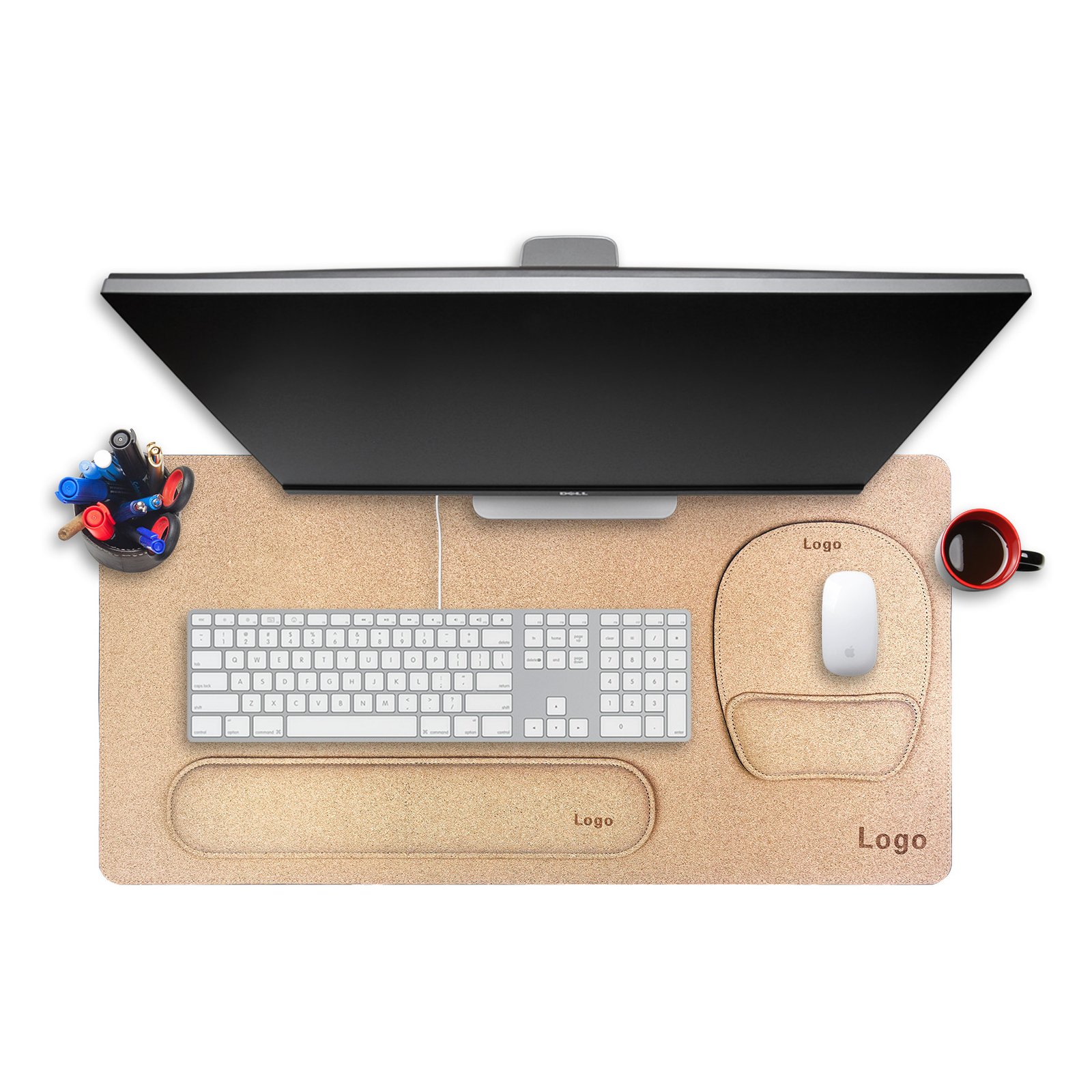 3-in-1 Cork Desk Pad Set with Ergonomic Supports detail