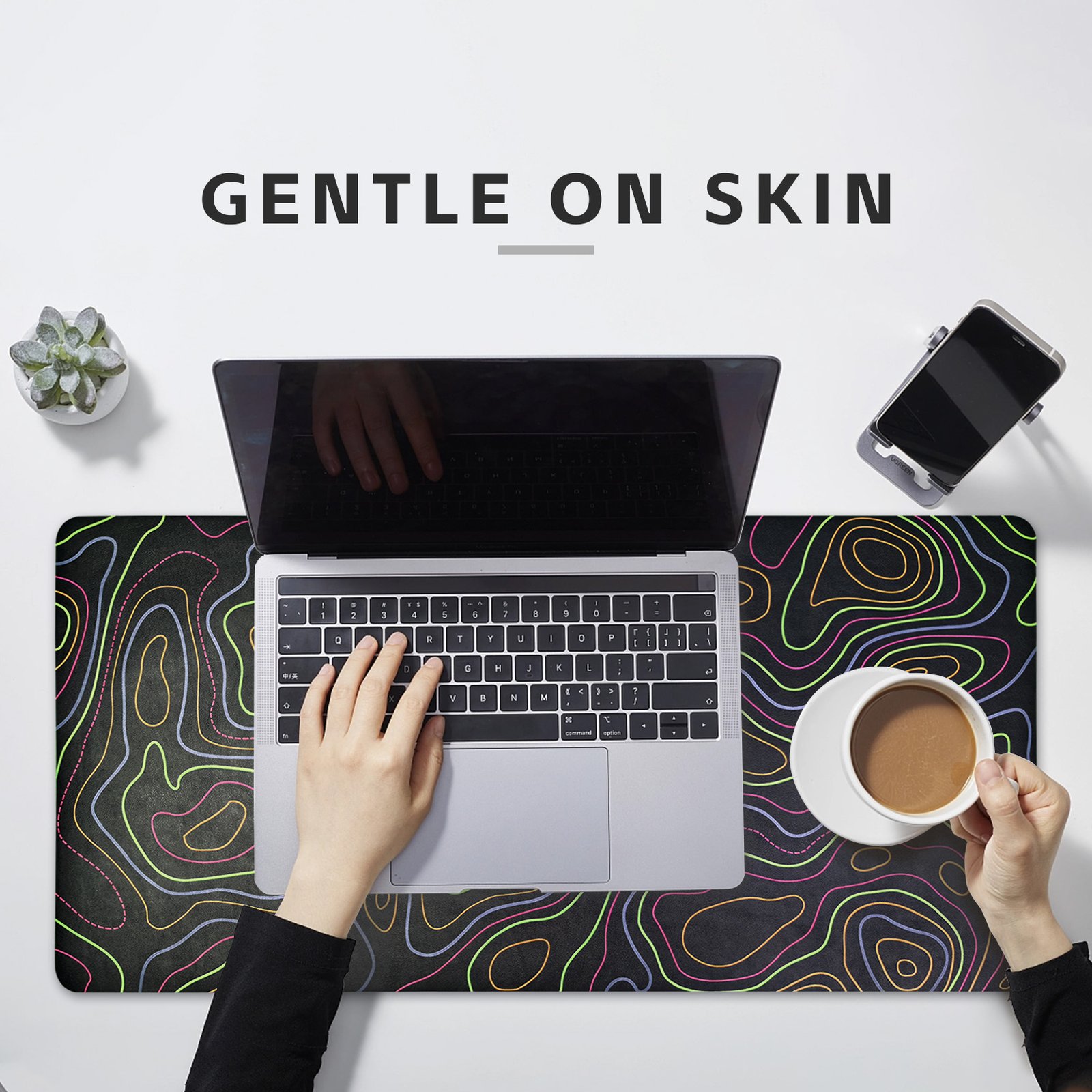 Premium PU Leather Desk Mat with Silicone Base detail
