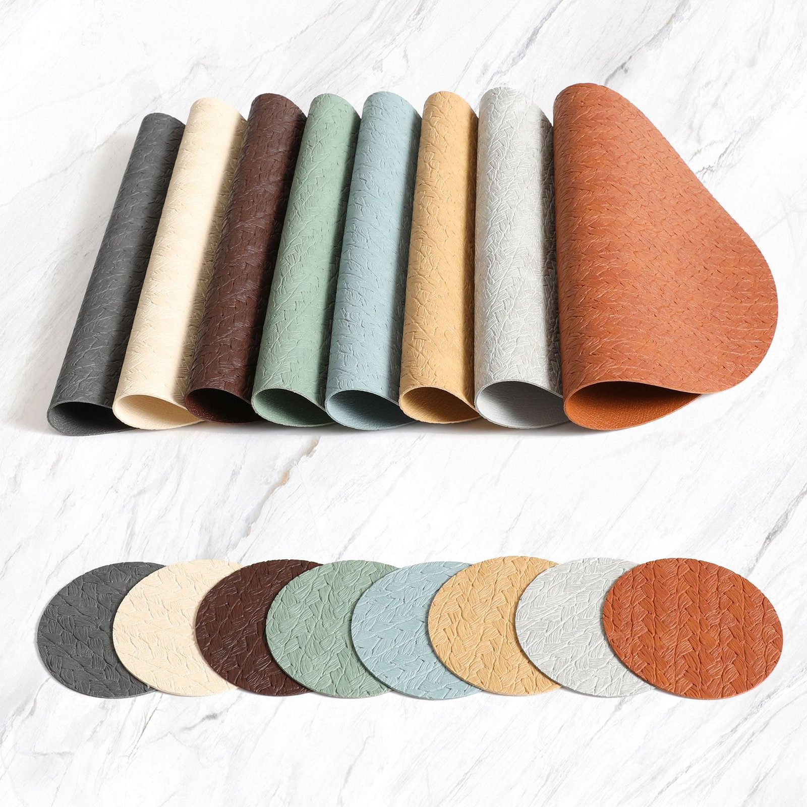 Custom Wheat Grain Round Leather Placemat detail