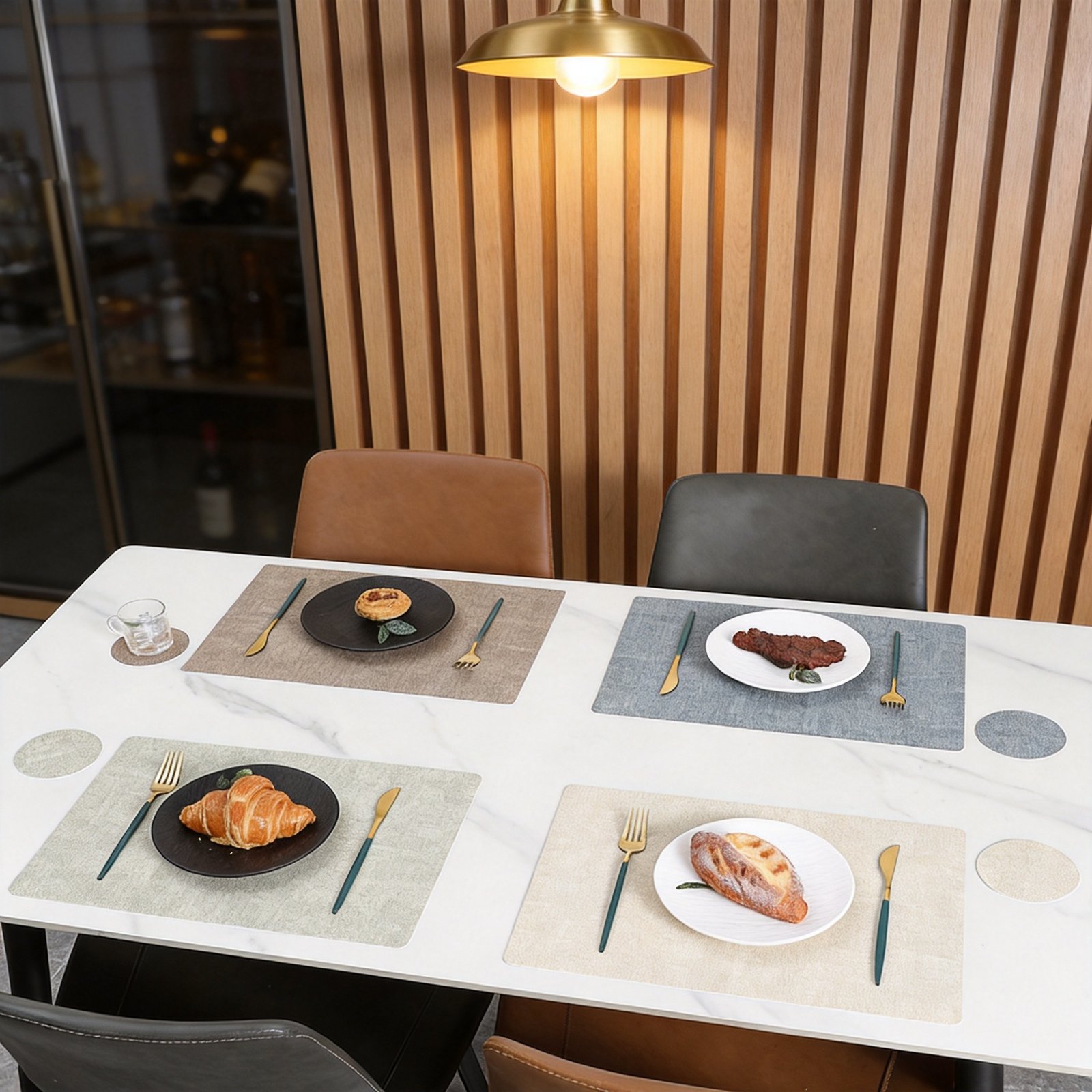 Custom Two-Tone Woven Square Leather Placemat