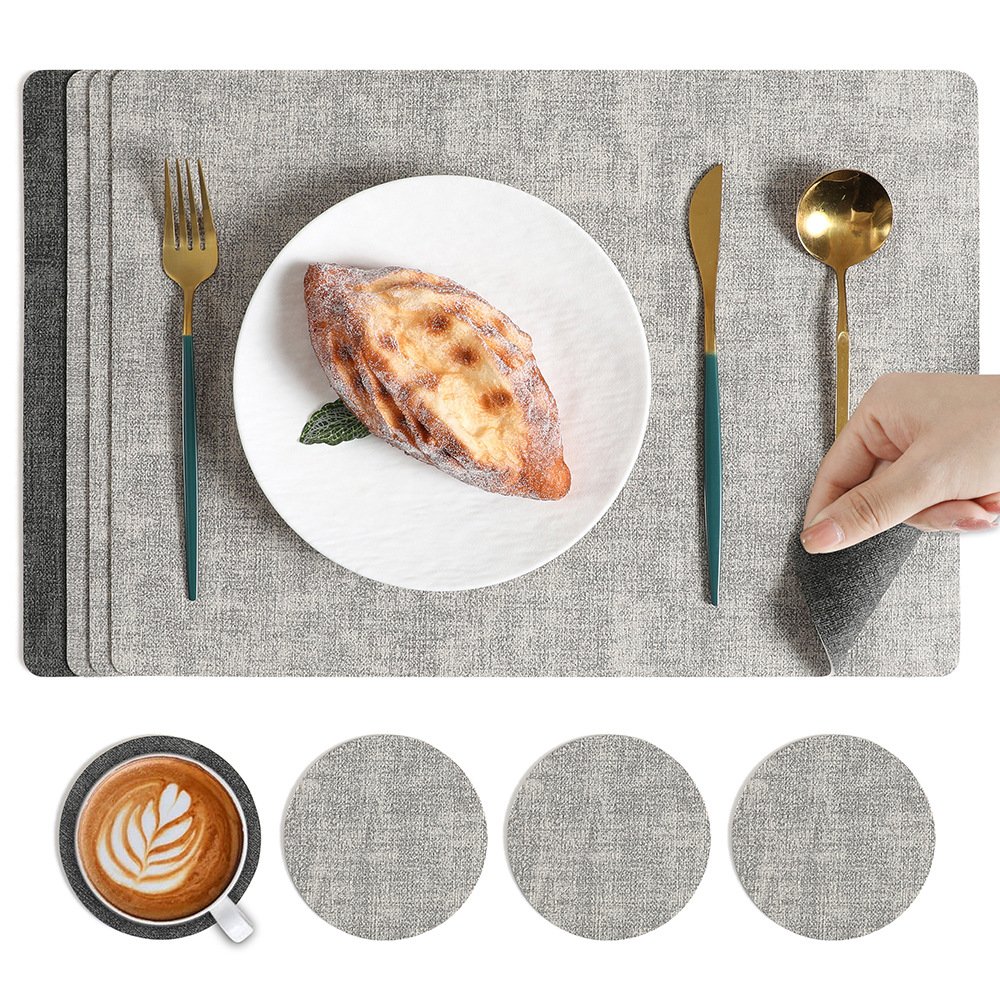 Custom Two-Tone Woven Square Leather Placemat detail