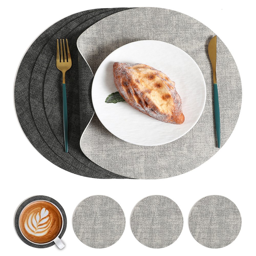 Custom Two-Tone Woven Round Leather Placemat