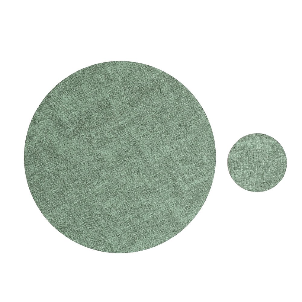 Custom Two-Tone Woven Round Leather Placemat detail