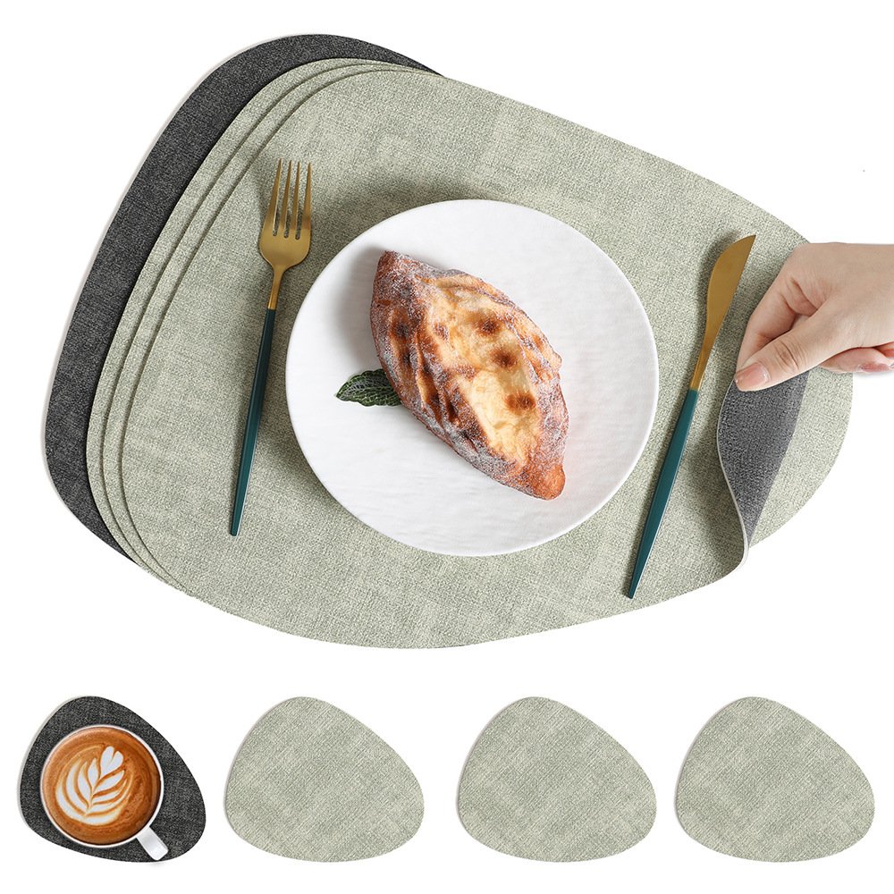 Custom Double-Sided Woven Teardrop Leather Placemat detail