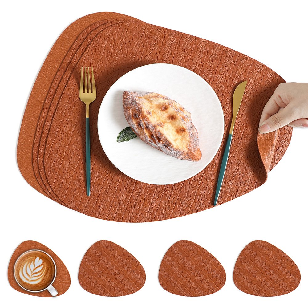 Custom Wheat Grain Teardrop Leather Placemat detail