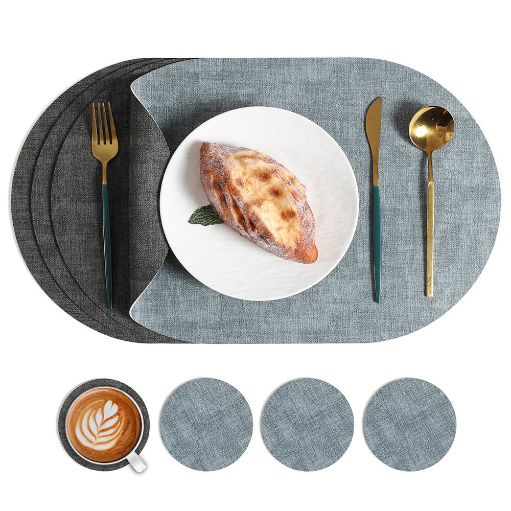 Custom Two-Tone Woven Oval Leather Placemat