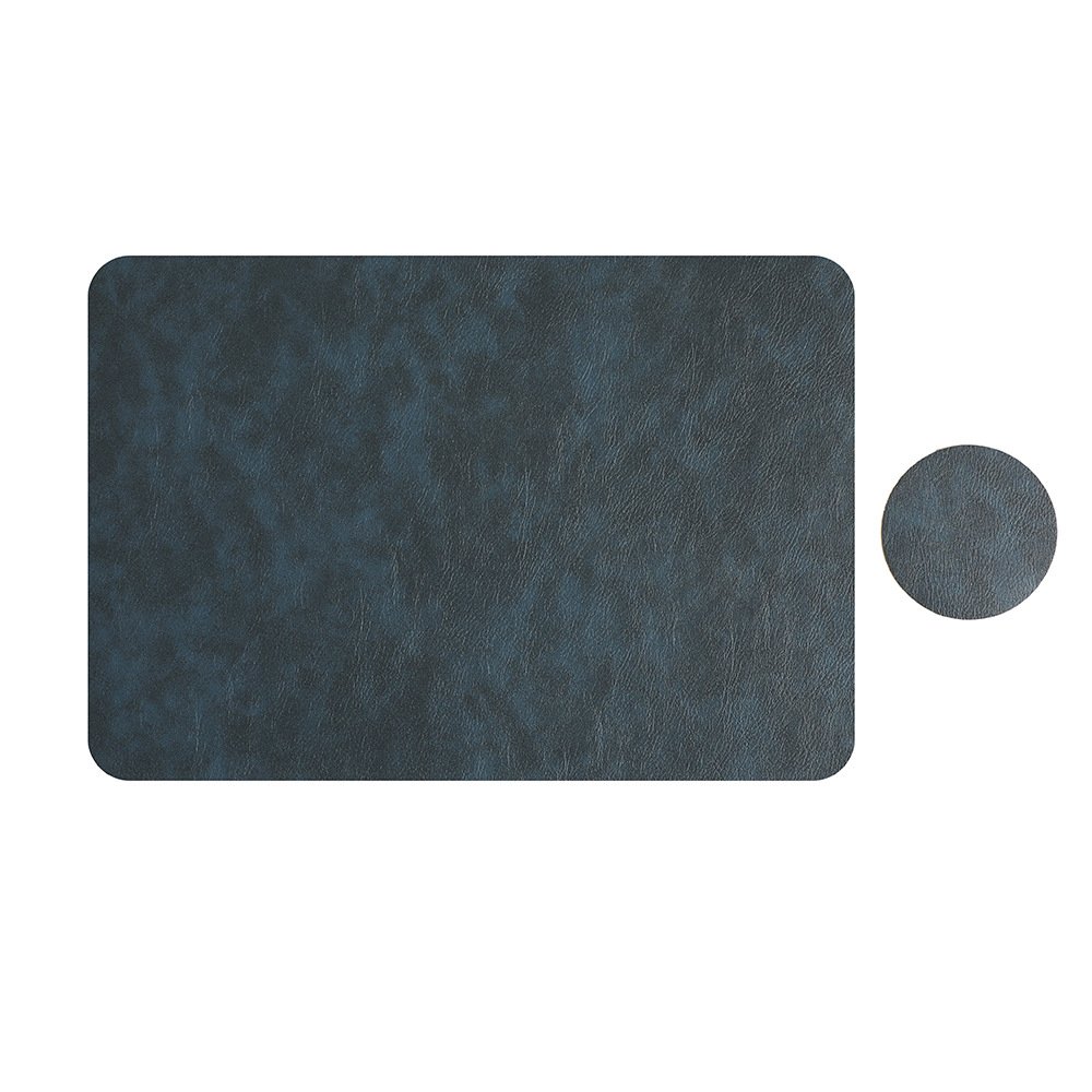 Custom Two-Tone Cowhide Grain Square Leather Placemat detail