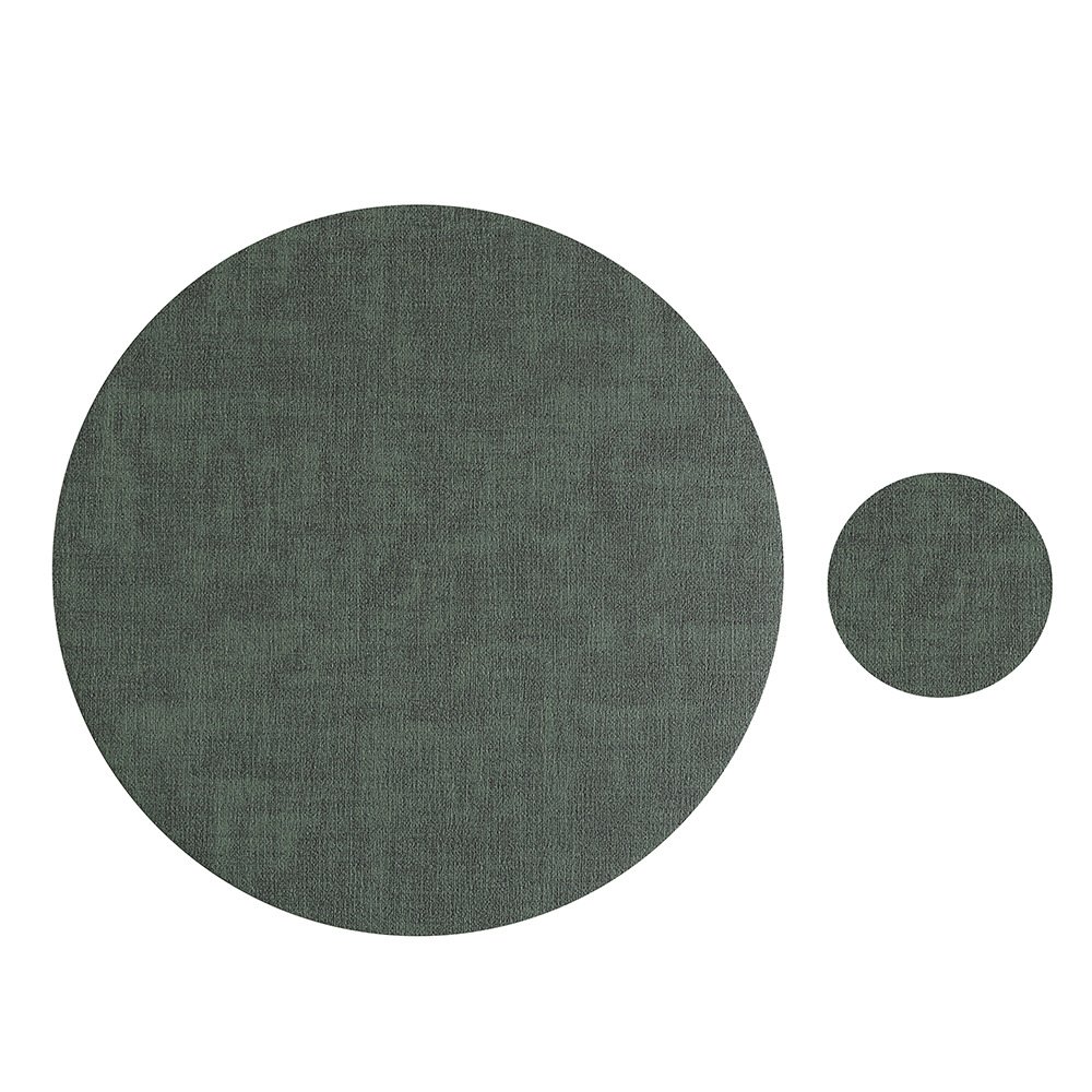 Custom Round Textured Leather Placemat detail