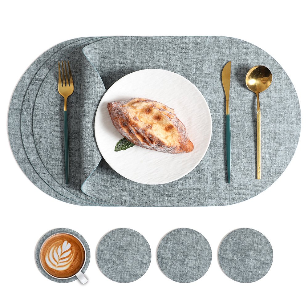 Custom Oval Textured Leather Placemat