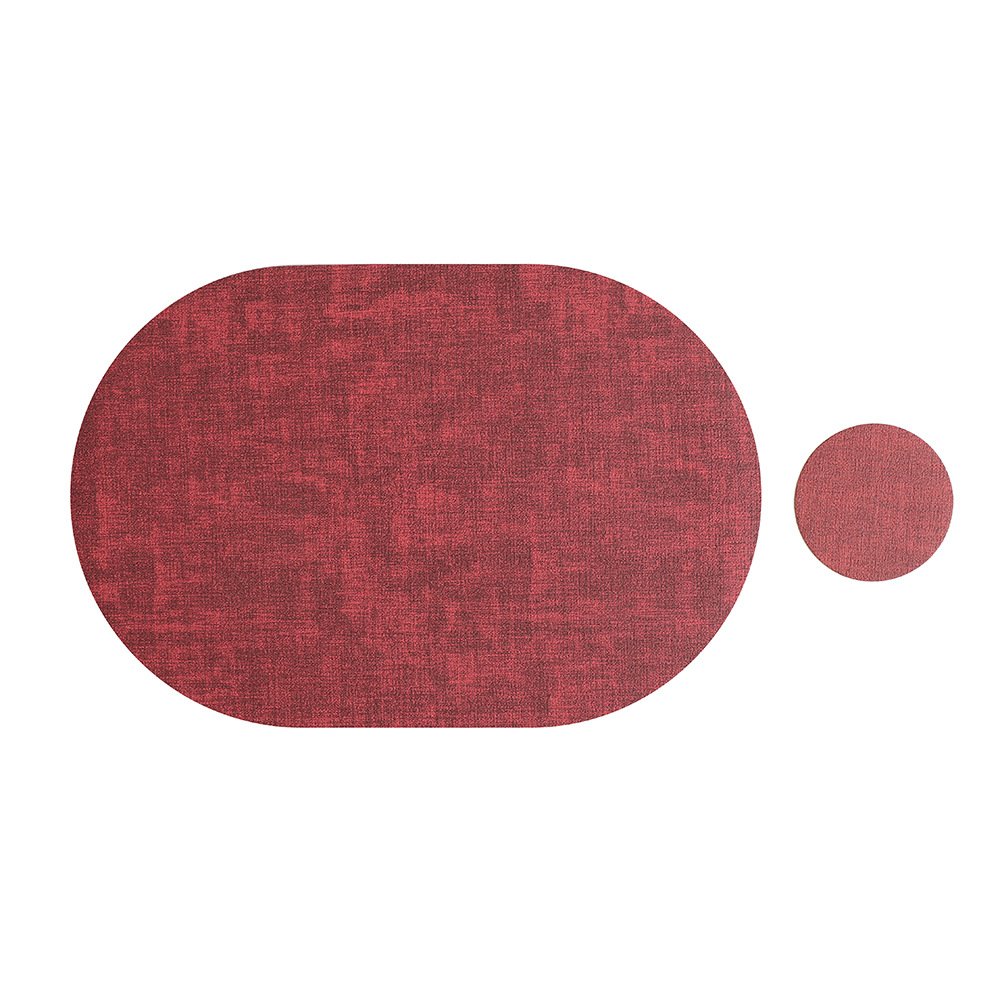 Custom Oval Textured Leather Placemat detail