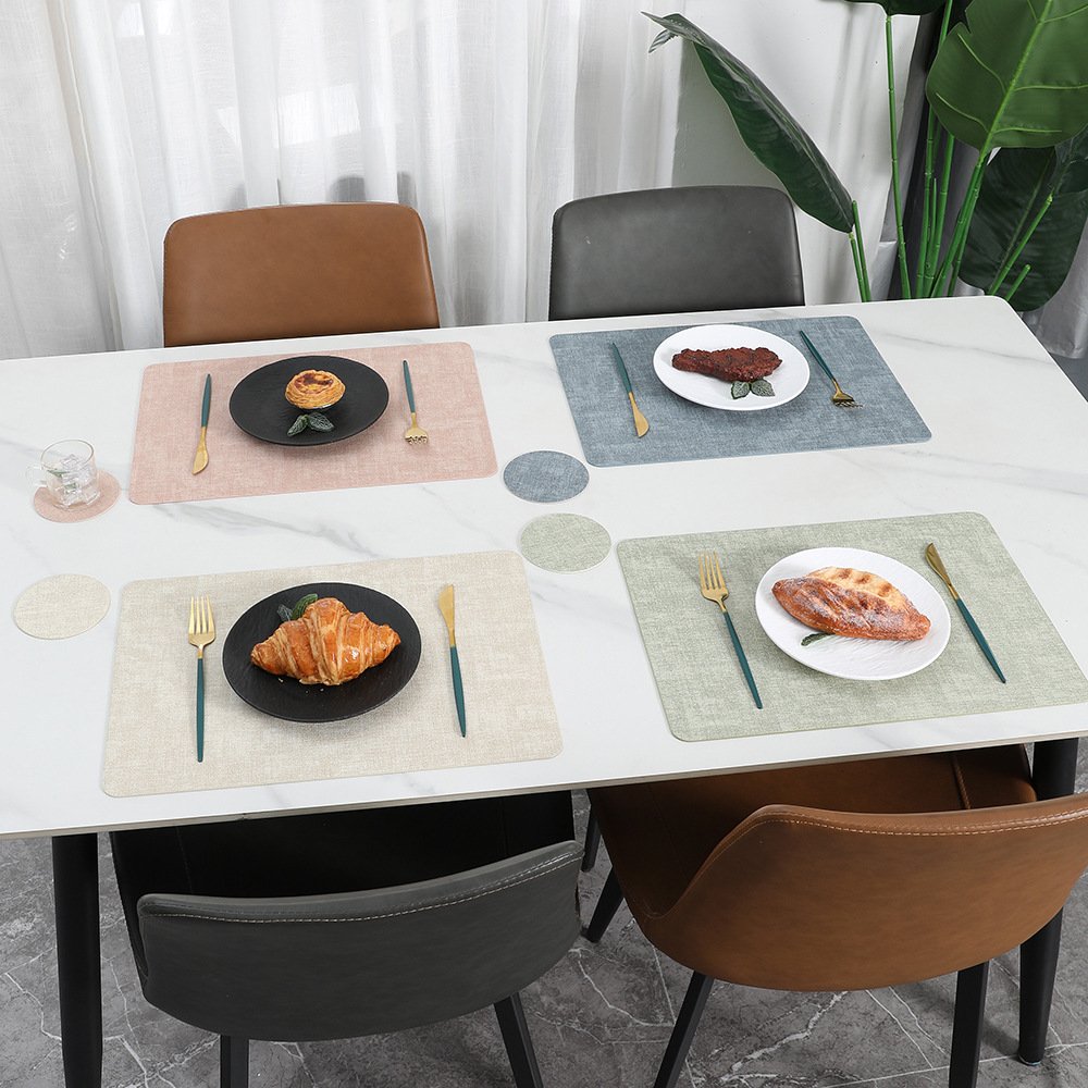 Custom Square Textured Leather Placemat detail