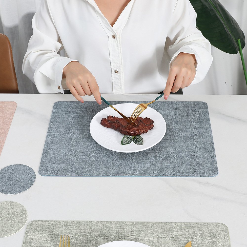 Custom Square Textured Leather Placemat detail