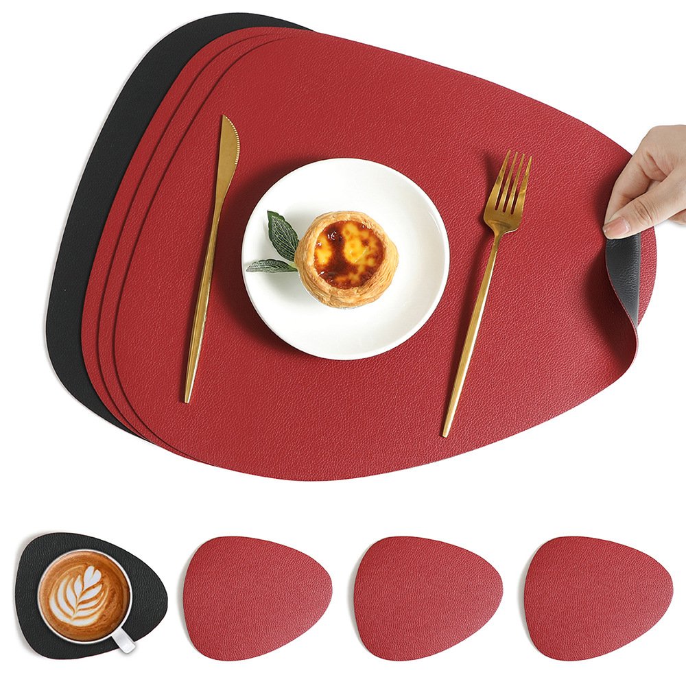 Custom Double-Sided Lychee Grain Teardrop Leather Placemat