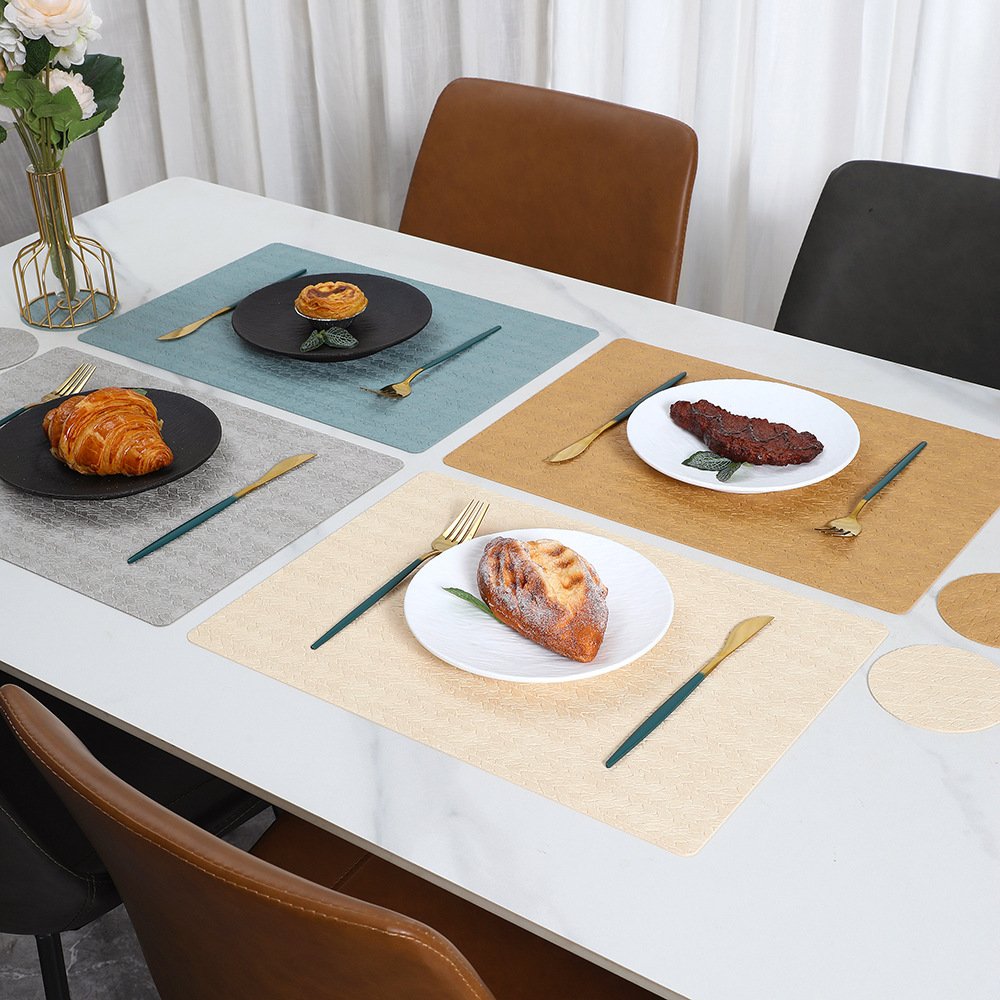 Custom Wheat Grain Square Leather Placemat detail