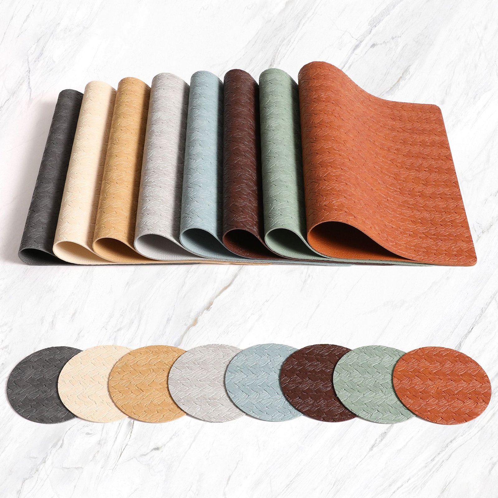 Custom Wheat Grain Square Leather Placemat detail