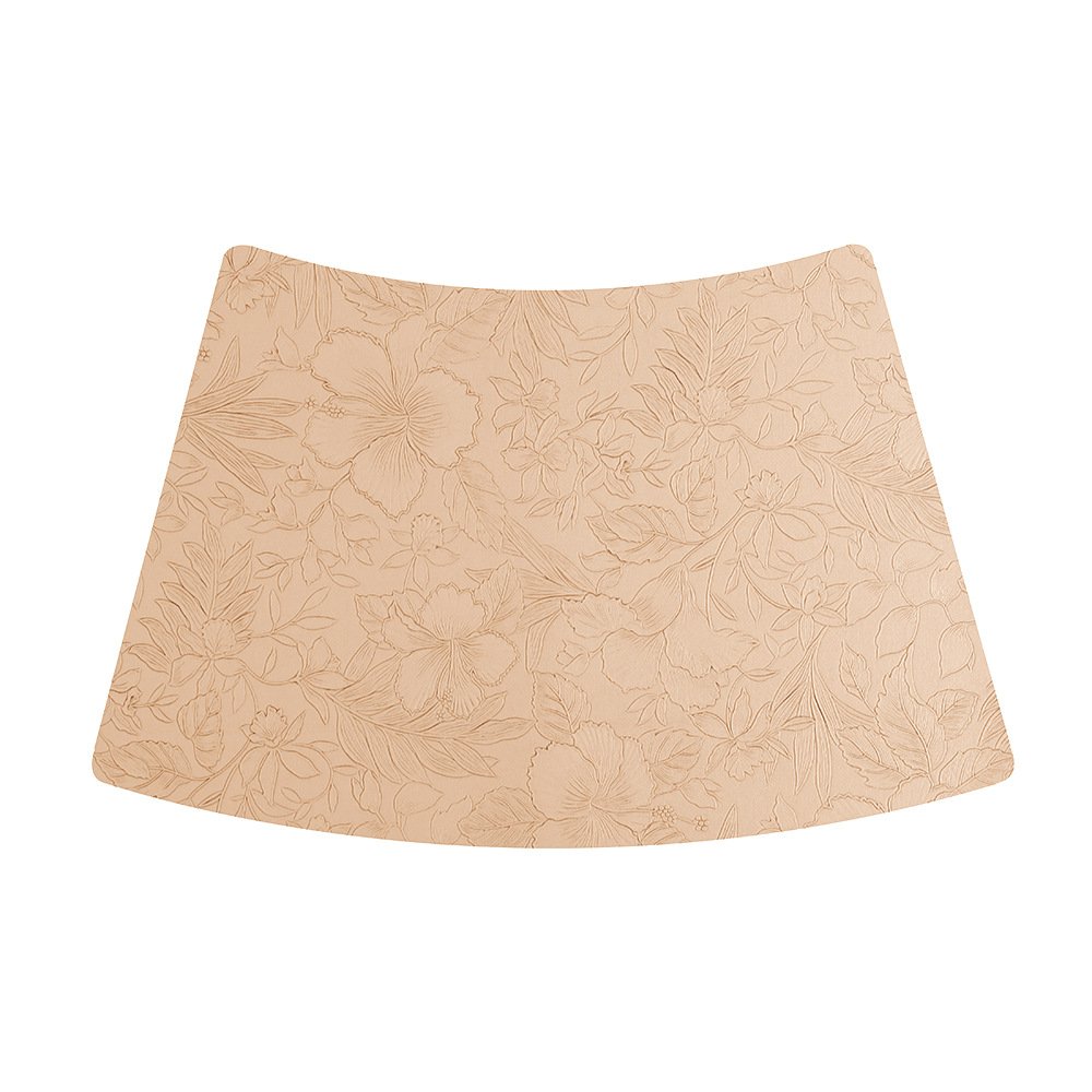 Custom Vintage Embossed Floral Fan-Shaped Leather Placemat detail