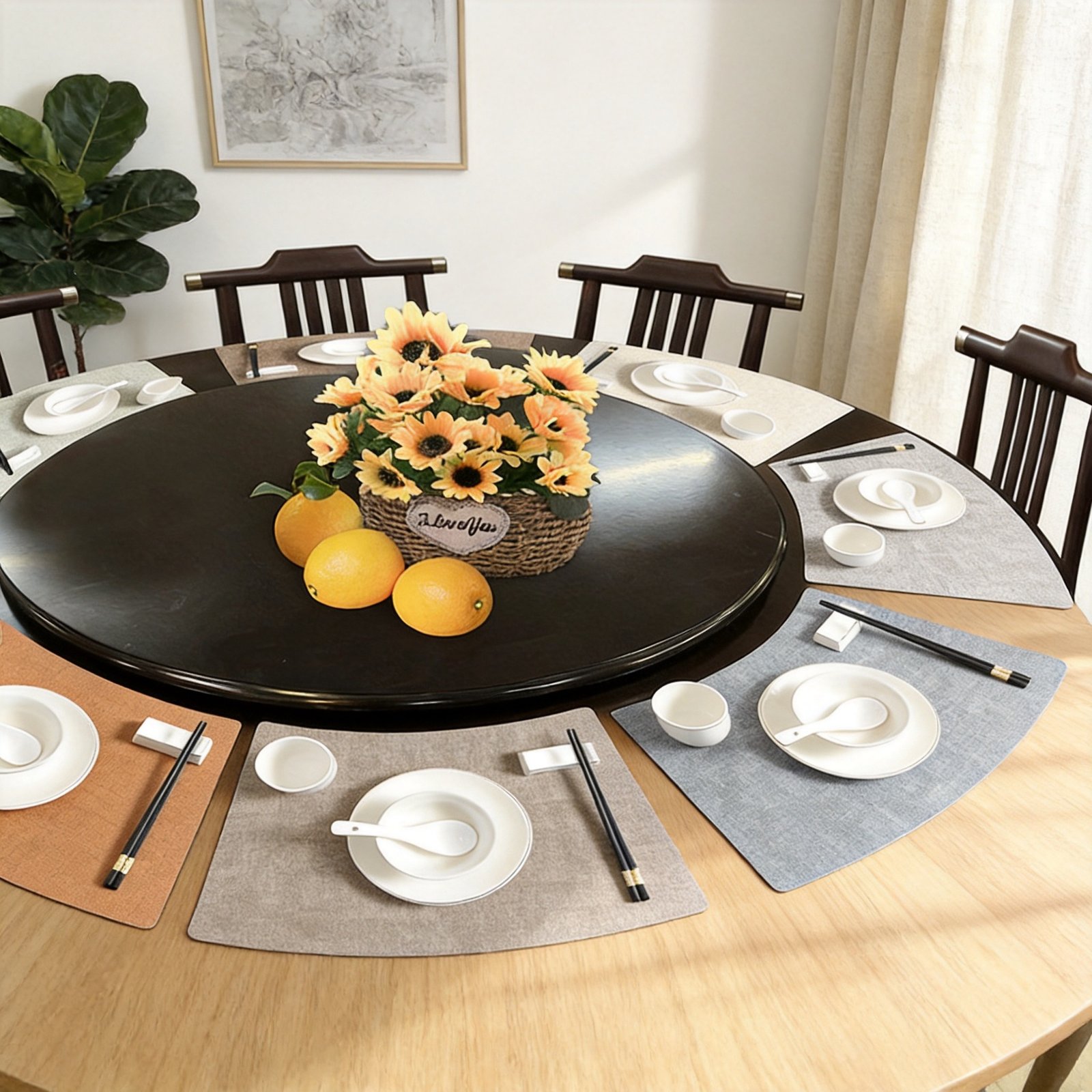 Custom Woven Fan-Shaped Leather Placemat