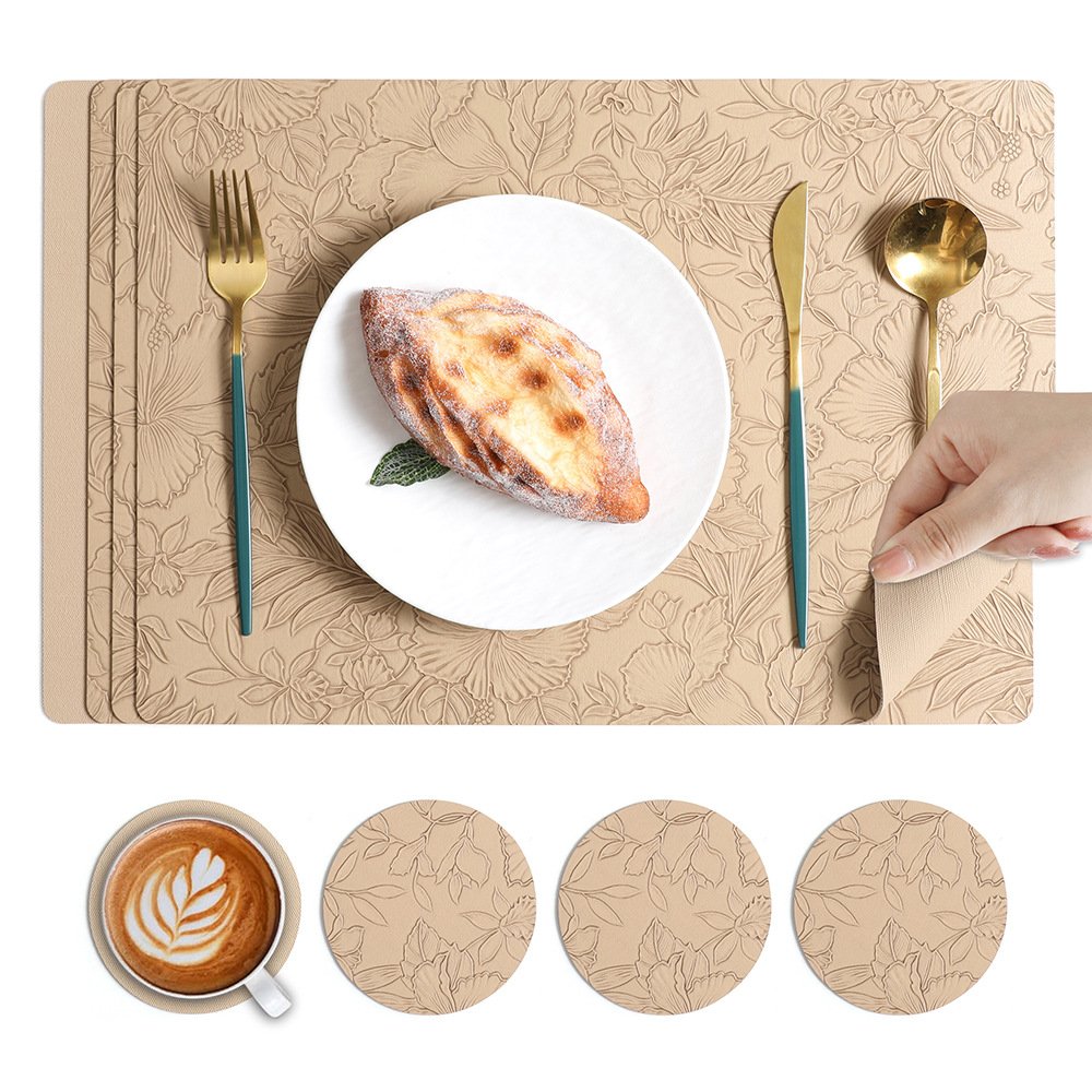 Custom Embossed Floral Leather Placemat